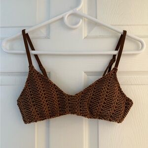 Aerie Brown Crochet Bikini Top
